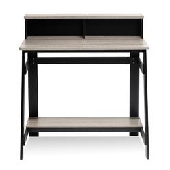 FURINNO Simplistic A Frame Computer Desk, Black/French Oak Grey