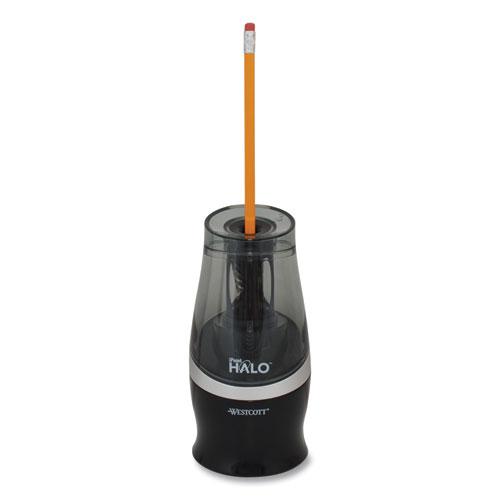 Westcott Halo Colored Pencil Non-Stick Electric Sharpener, AC-Powered, 3.5 x 6.75, Black/Silver