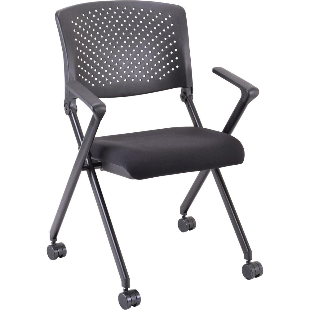 Lorell LLR41847 Plastic Arms & Back Nesting Chair&#44; Black