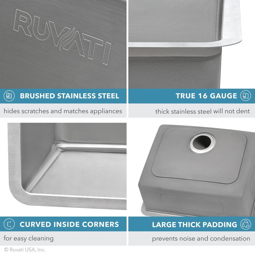 Ruvati 28-inch Undermount Kitchen Sink 50/50 Double Bowl 16 Gauge Stainless Steel - RVM5077