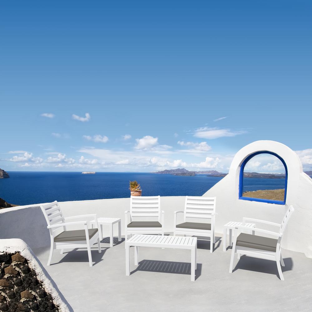 SIESTA Artemis XL Club Seating Set 7 Piece White with Sunbrella Taupe Cushions