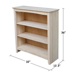 International Concepts Shaker Bookcase - 36"H, Unfinished