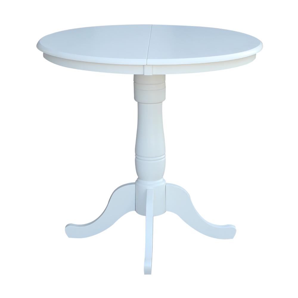 International Concepts 36" Round Top Pedestal Table With 12" Leaf - Dining Height or Counter Height, White