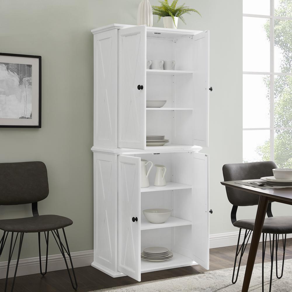 Crosley Furniture Clifton Tall Pantry Distressed White - 2 Stackable Pantries
