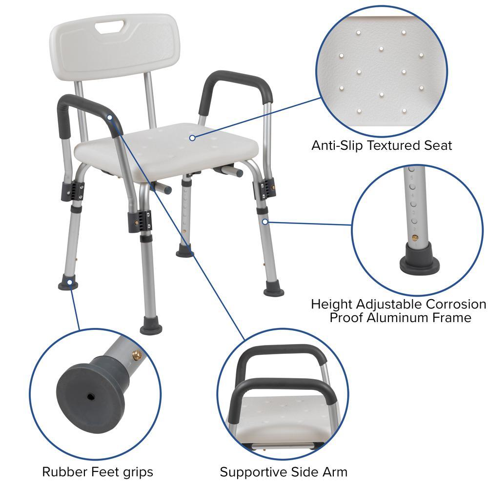 Flash Furniture HERCULES Series 300 Lb. Capacity, Adjustable White Bath & Shower Chair with Depth Adjustable Back