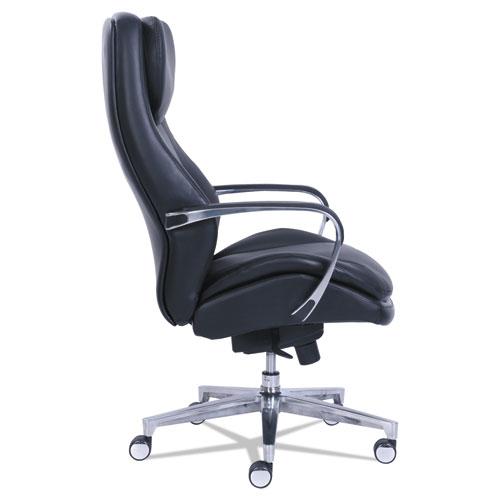 La-Z-Boy Commercial 2000 High-Back Executive Chair, Supports Up to 300 lb, 20.25" to 23.25" Seat Height, Black Seat/Back, Silver Base