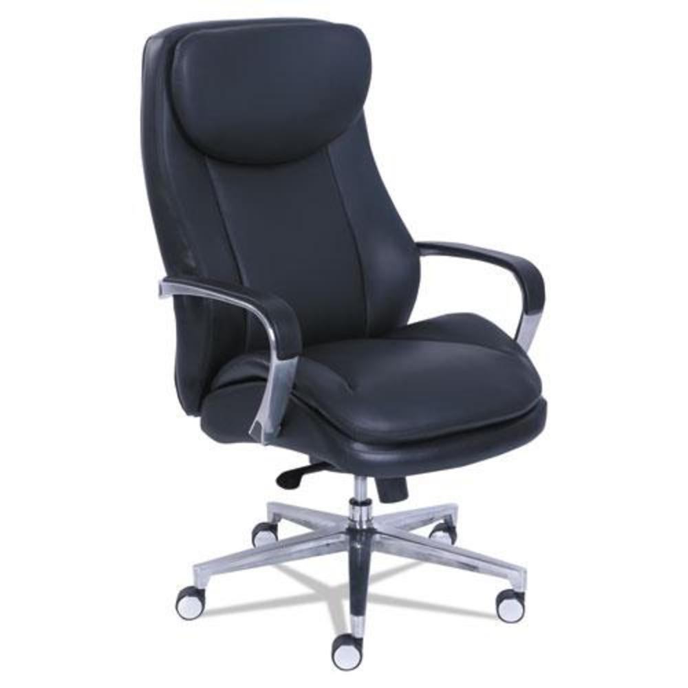 La-Z-Boy Commercial 2000 High-Back Executive Chair, Supports Up to 300 lb, 20.25" to 23.25" Seat Height, Black Seat/Back, Silver Base