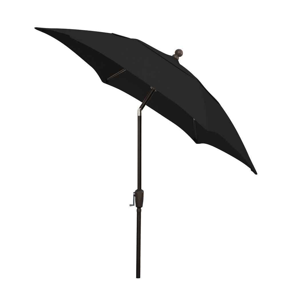 Fiberbuilt 7.5' Hex Home Patio Tilt Umbrella 6 Rib Crank Champagne Bronze with Black Spun Acrylic Canopy