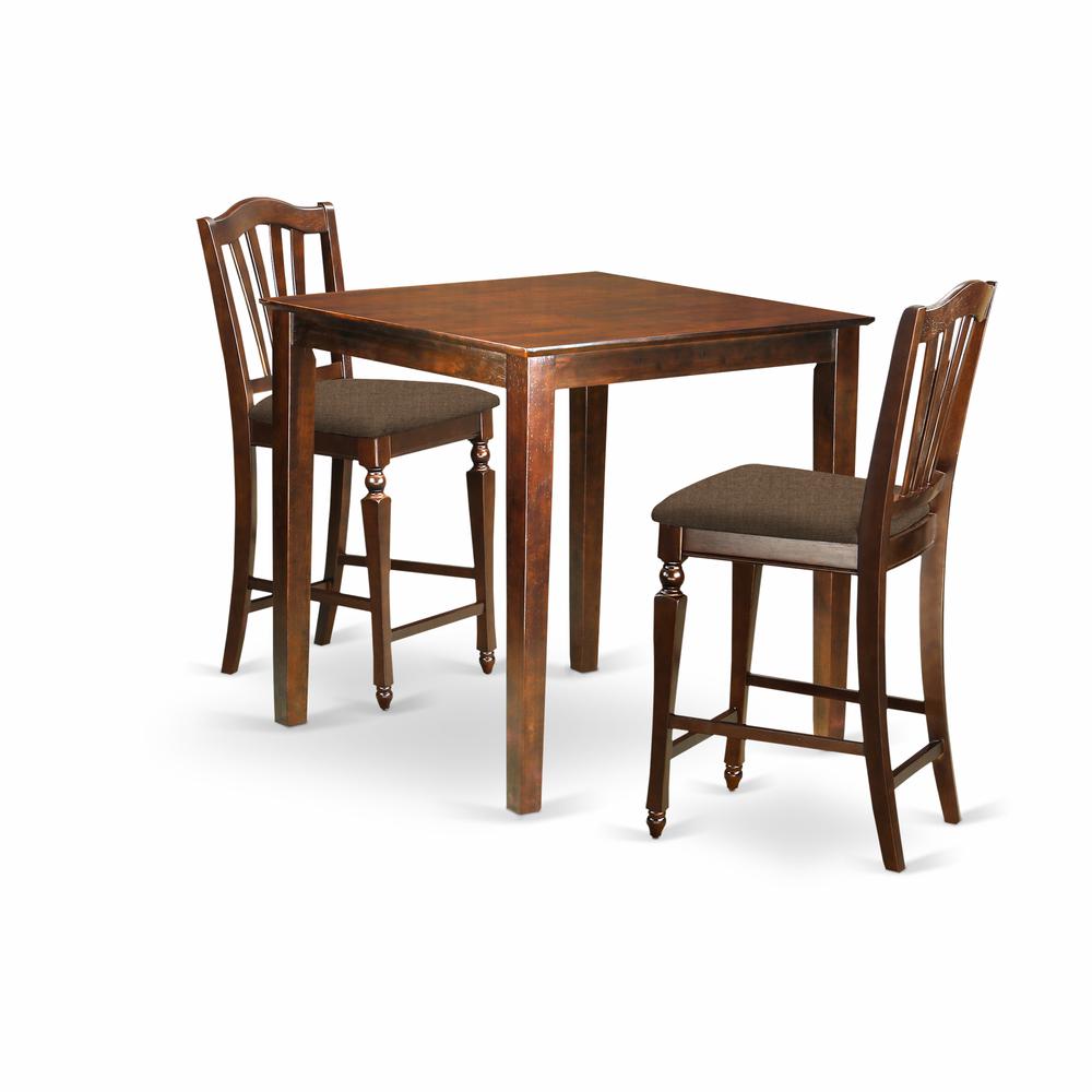 East West Furniture VNCH3-MAH-C 3 PC counter height Dining set - counter height Table and 2 counter height Chairs.