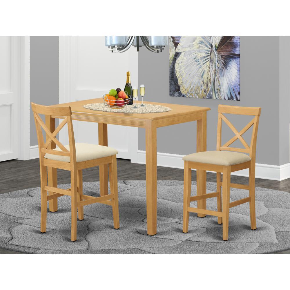 East West Furniture YAPB3-OAK-C 3 PC counter height Dining set-pub Table and 2 counter height Dining chair