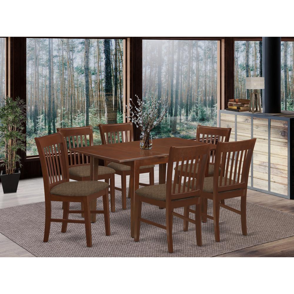 East West Furniture 7  Pc  Kitchen  nook  Dining  set  -Table  with  Leaf  and  6  Dining  Chairs