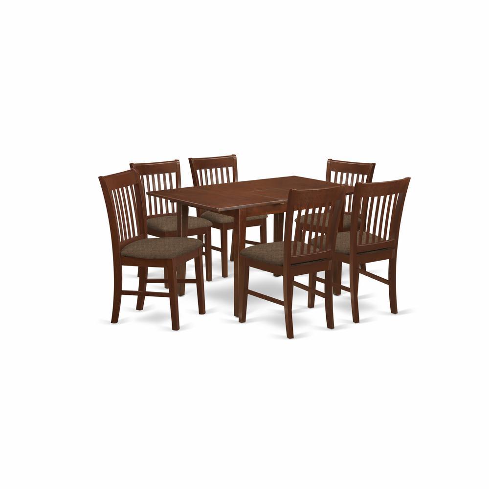 East West Furniture 7  Pc  Kitchen  nook  Dining  set  -Table  with  Leaf  and  6  Dining  Chairs