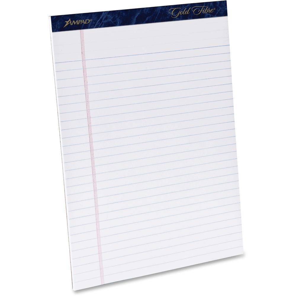 Ampad TOPS Gold Fibre Ruled Perforated Writing Pads - Letter - 50 Sheets -...