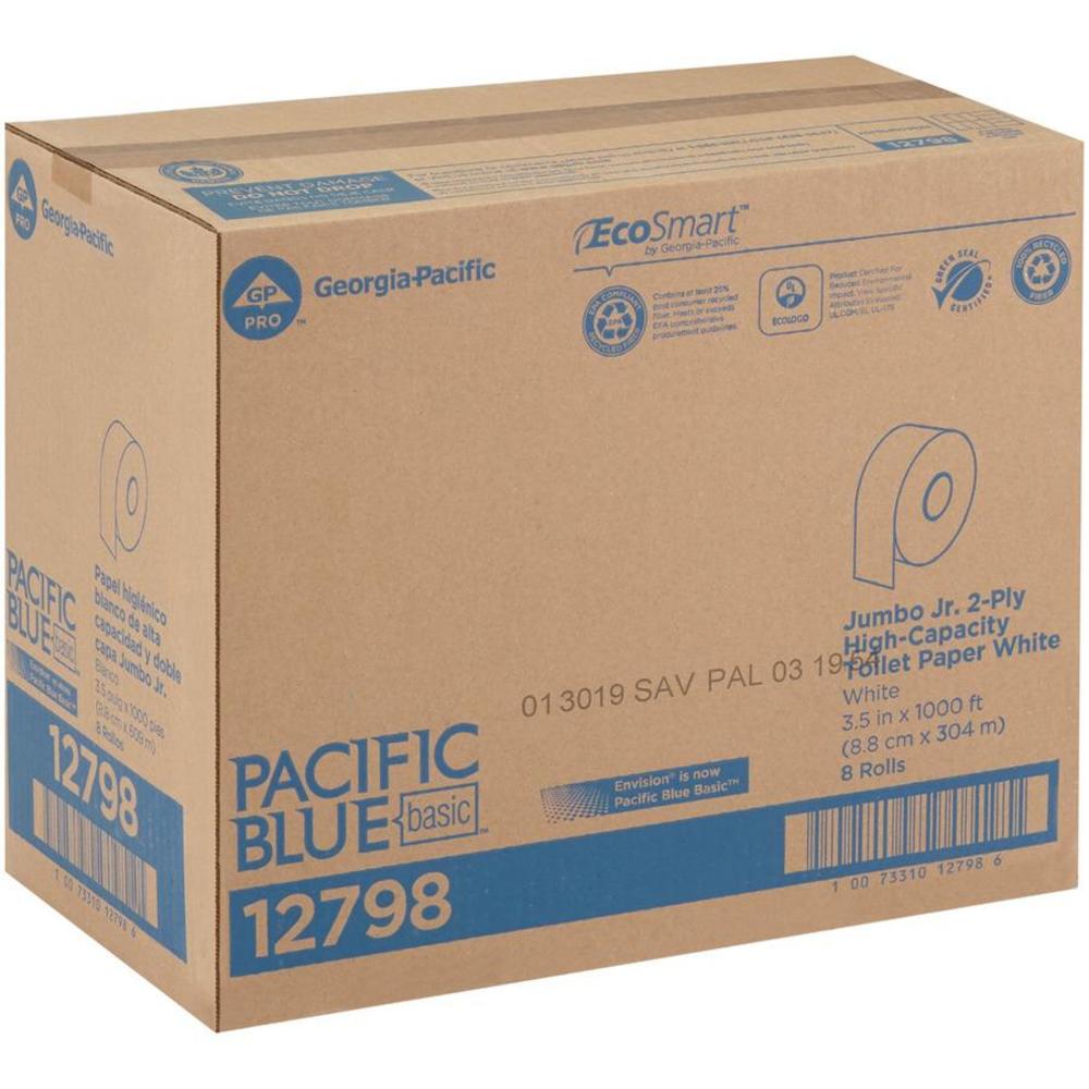 Georgia-Pacific Pacific Blue Basic Jumbo Jr. High-Capacity Toilet Paper - 2 Ply - 3.50 x...