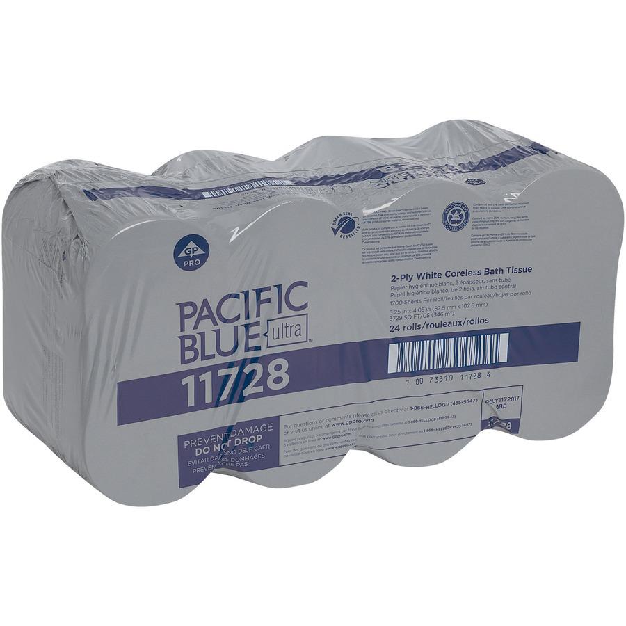 Georgia-Pacific Pacific Blue Ultra Door Tissue Dispenser Refill - 2 Ply - 3.25 x 4.05 -...
