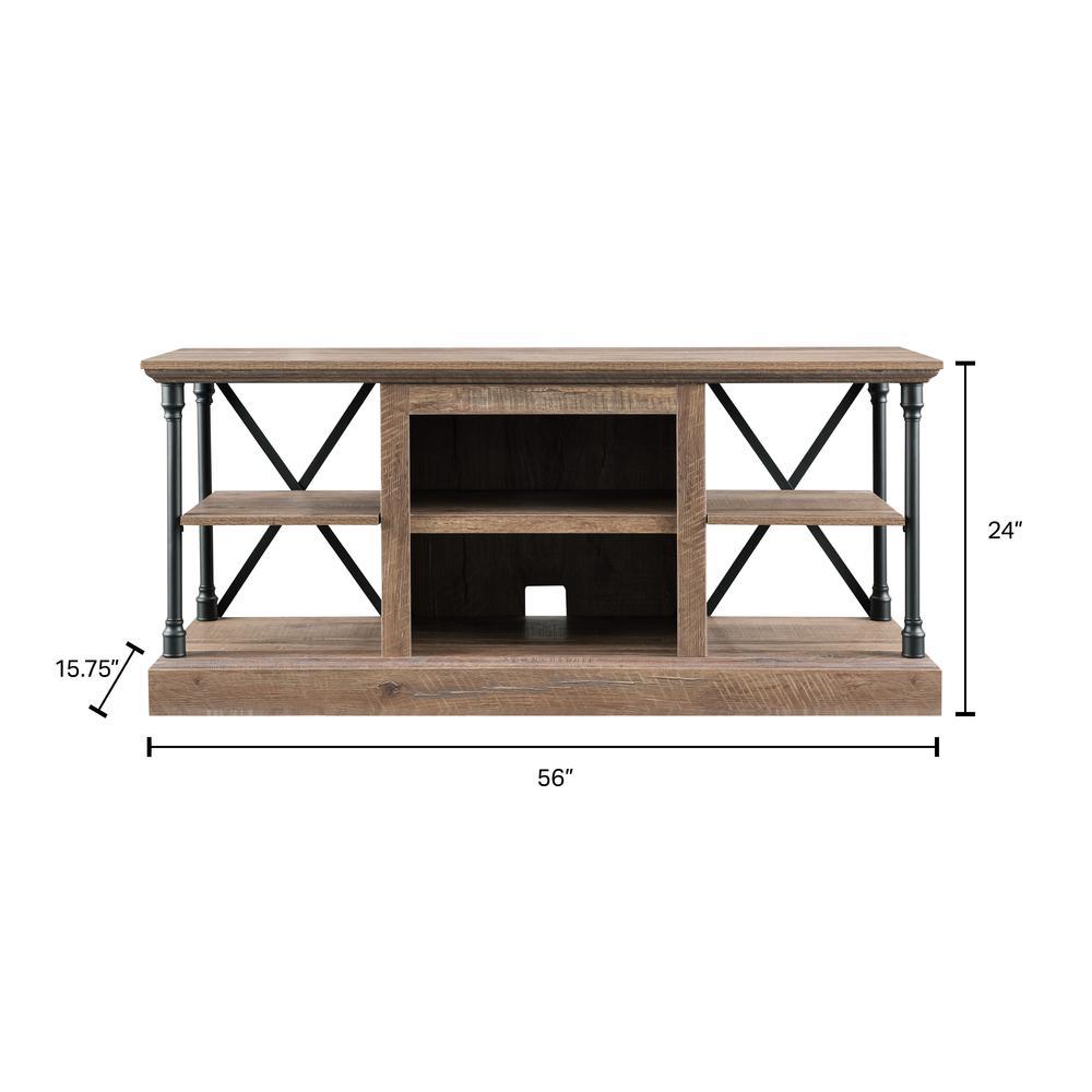 OS Home and Office Furniture OS Home Model 6592 Contemporary Architecture Media Console in Rough Sawn Birch Finish.