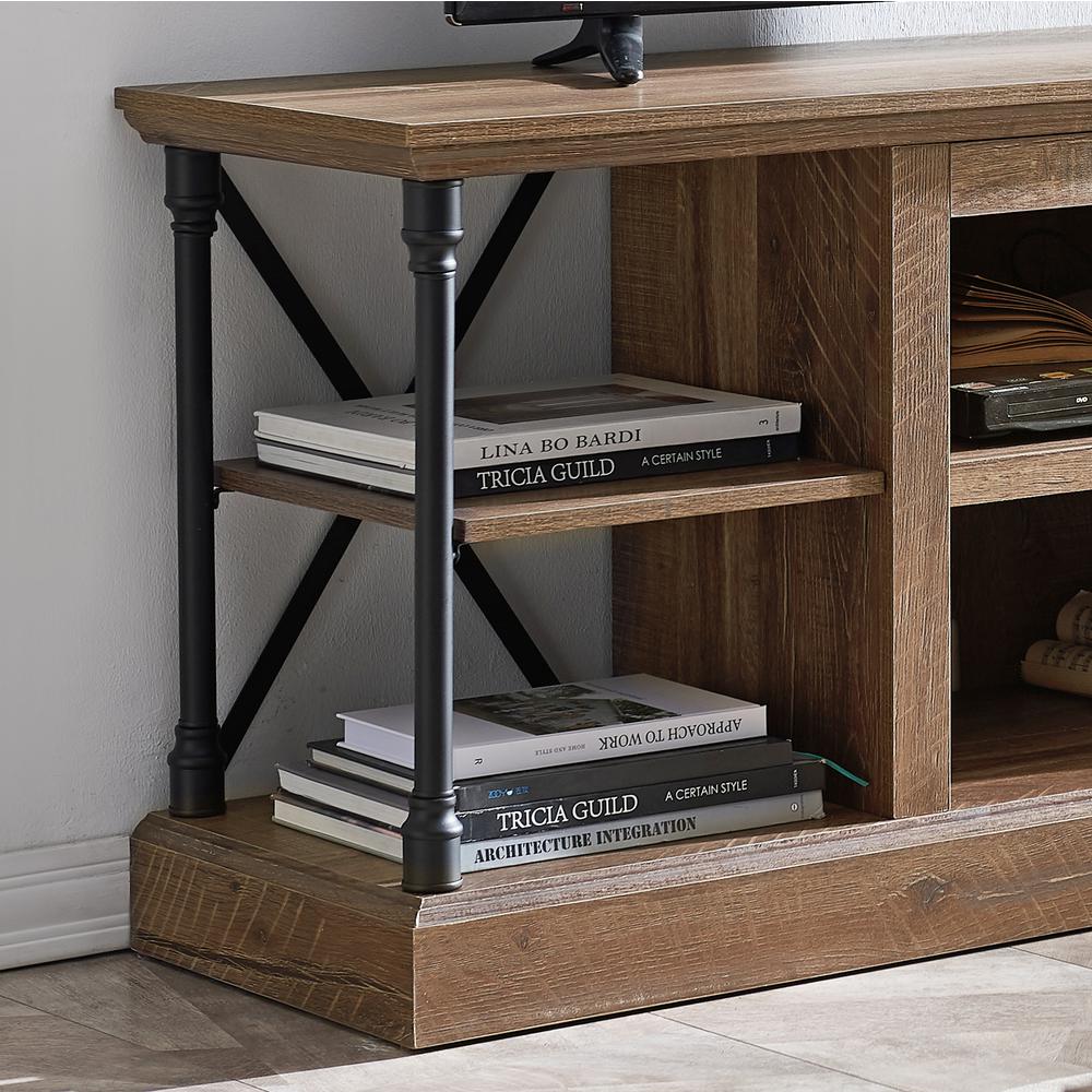 OS Home and Office Furniture OS Home Model 6592 Contemporary Architecture Media Console in Rough Sawn Birch Finish.