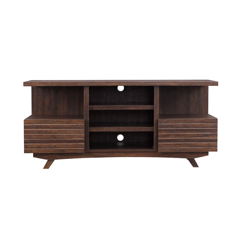 OS Home and Office Furniture OS Home Model 6555 Mid Century Media Console in Rough Sawn Cherry Finish