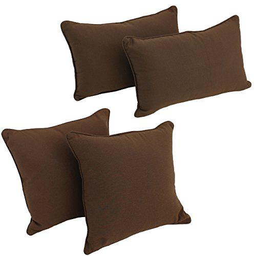 Blazing Needles Double-corded Solid Twill Throw Pillows with Inserts (Set of 4)