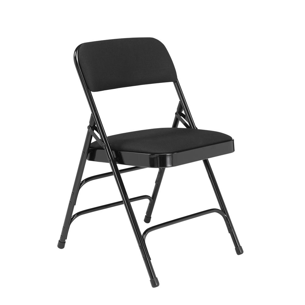 National Public Seating NPS® 2300 Series Deluxe Fabric Upholstered Triple Brace Double Hinge Premium Folding Chair, Midnight Black (Pack of 4)