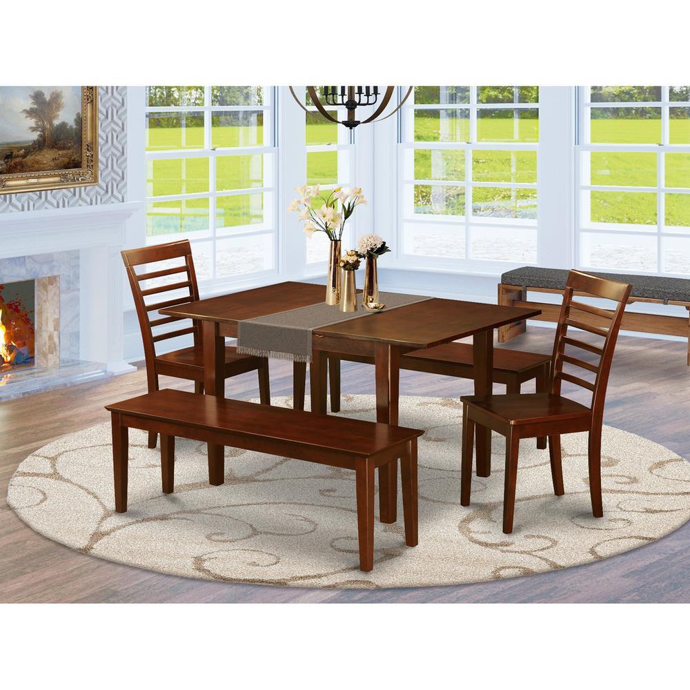 East West Furniture 5  Pc  Kitchen  Table  with  bench  -dinette  Table  with  2  Dining  Chairs  and  2  Benches