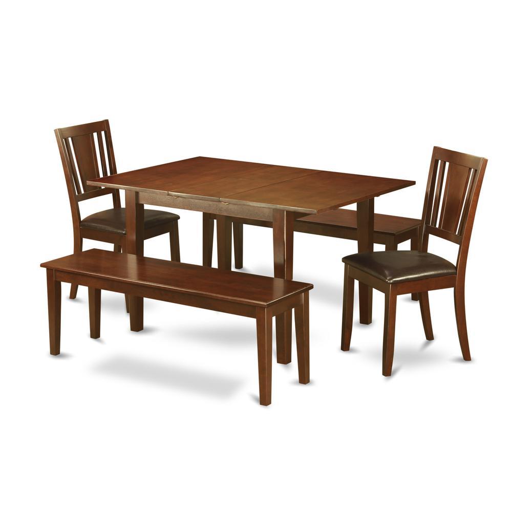 East West Furniture 5  Pc  Dining  room  set  with  bench  -Kitchen  Table  with  2  Dining  Chairs  and  2  Benches