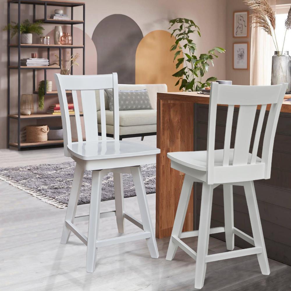 International Concepts San Remo Counter Height Stool with 24 in. H Swivel Seat in White