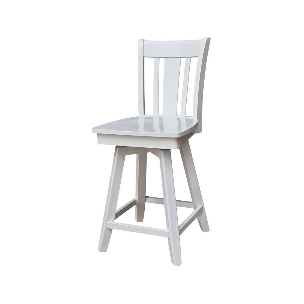 International Concepts San Remo Counter Height Stool with 24 in. H Swivel Seat in White