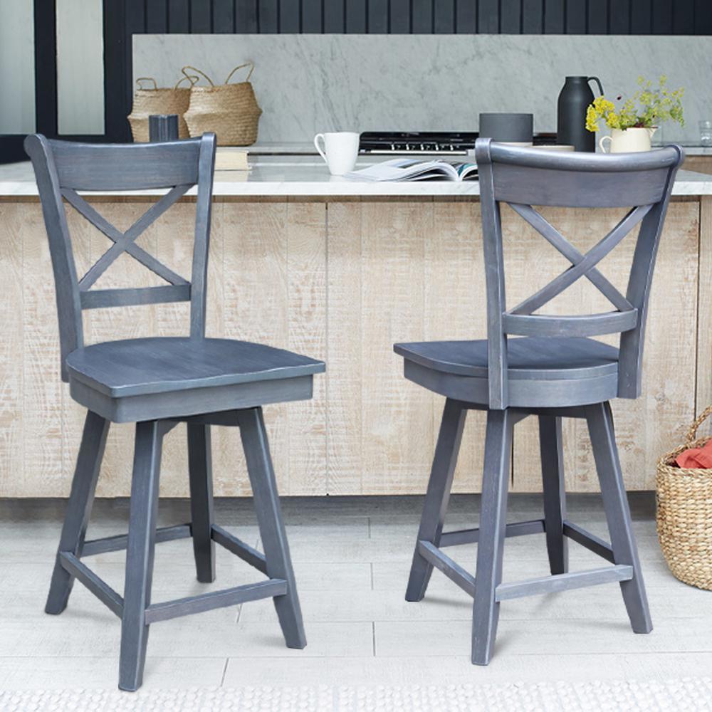 International Concepts Charlotte Counter Height Stool with 24 in. H Swivel Seat in Heather Gray