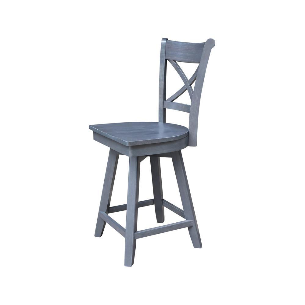 International Concepts Charlotte Counter Height Stool with 24 in. H Swivel Seat in Heather Gray