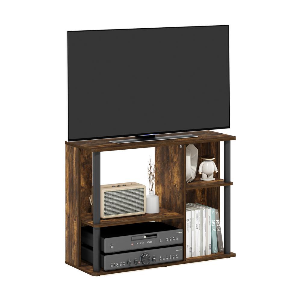 Furinno Classic TV Stand with Plastic Poles for TV up to 40-Inch, Amber Pine/Black