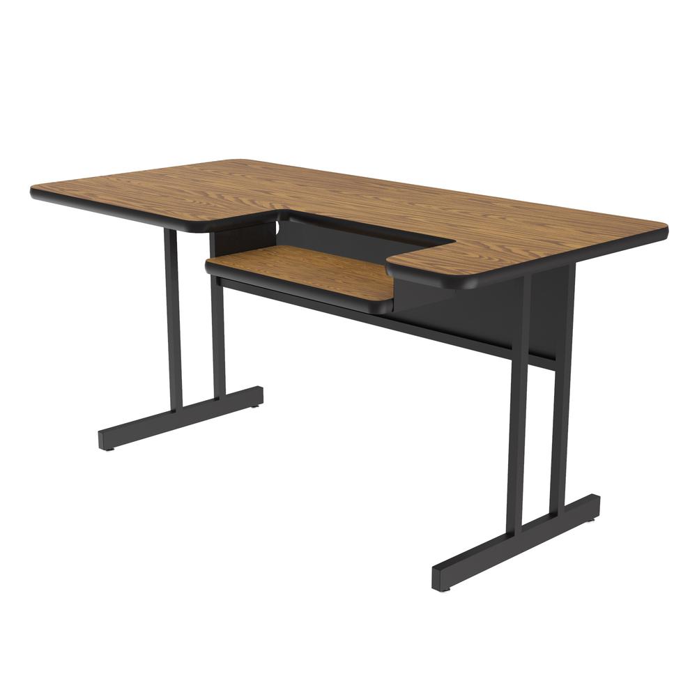 Correll Inc. Bi-Level Commercial Laminate Top Computer/Student Desks, 30x48", RECTANGULAR MEDIUM OAK  BLACK