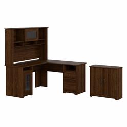 Bush Furniture 60W L Desk, Hutch, and 2 Door Low Storage