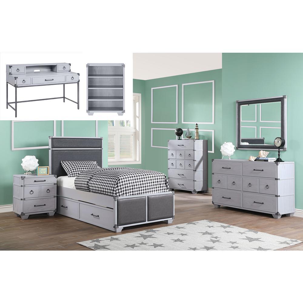 Acme Furniture ACME Orchest Twin Bed, Gray PU & Gray