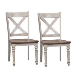 Liberty Furniture X Back Wood Seat Side Chair (RTA)-Set of 2 Cottage White