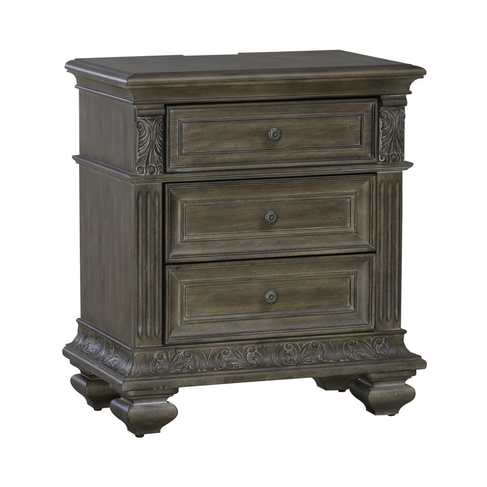 Liberty Furniture 3 Drawer Night Stand with Charging Station Traditional Brown