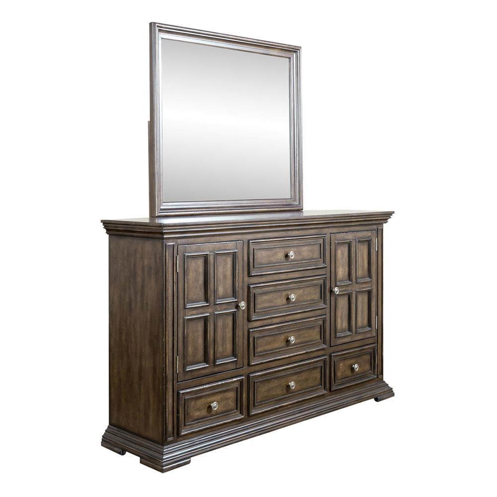 Liberty Furniture Big Valley Dresser & Mirror, W68 x D18 x H80, Light Brown