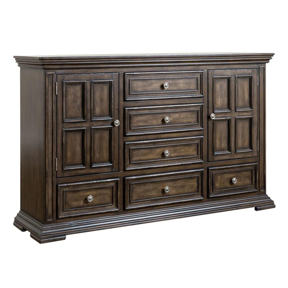 Liberty Furniture Big Valley Dresser & Mirror, W68 x D18 x H80, Light Brown