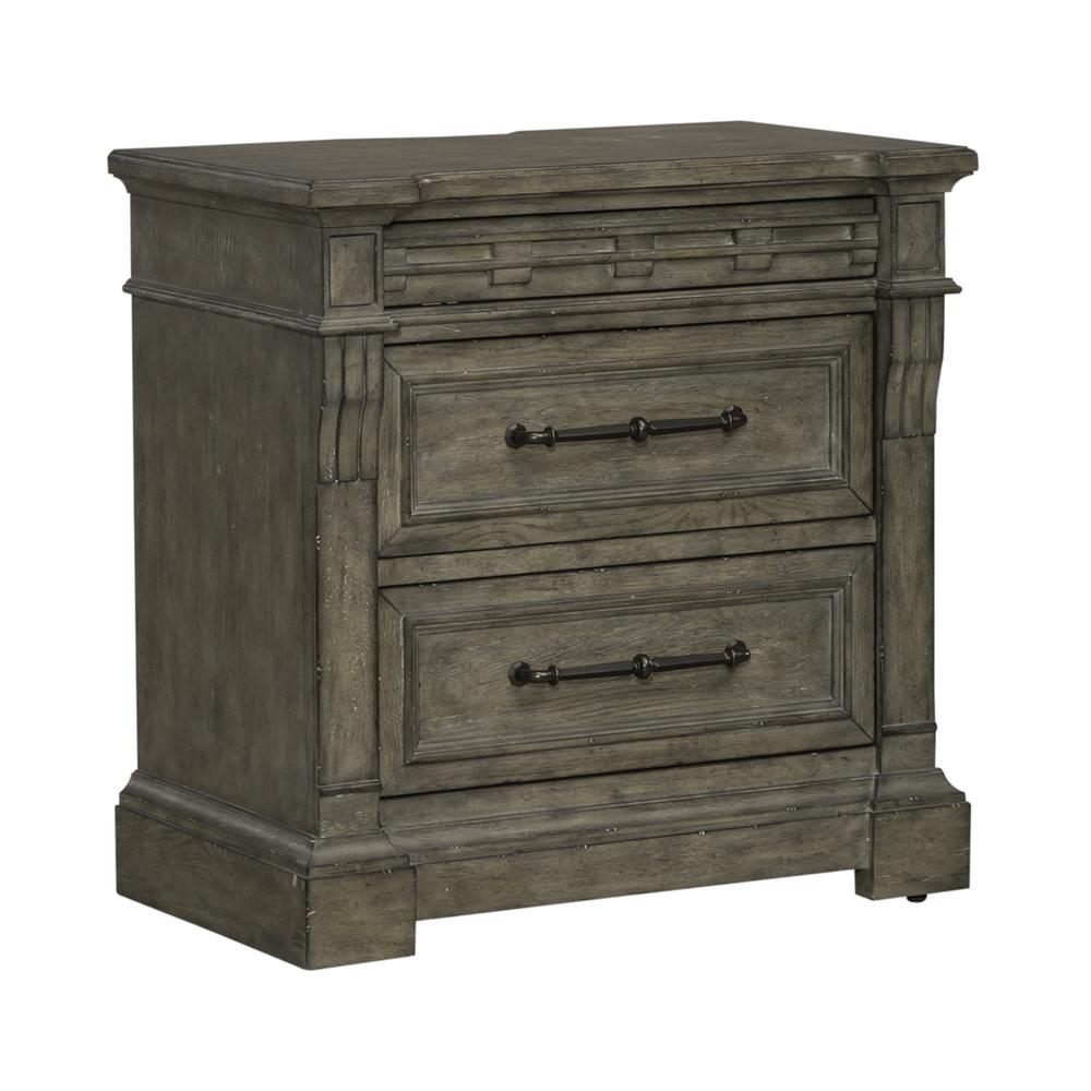 Liberty Furniture 3 Drawer Nightstand w/ Charging Station Traditional Brown