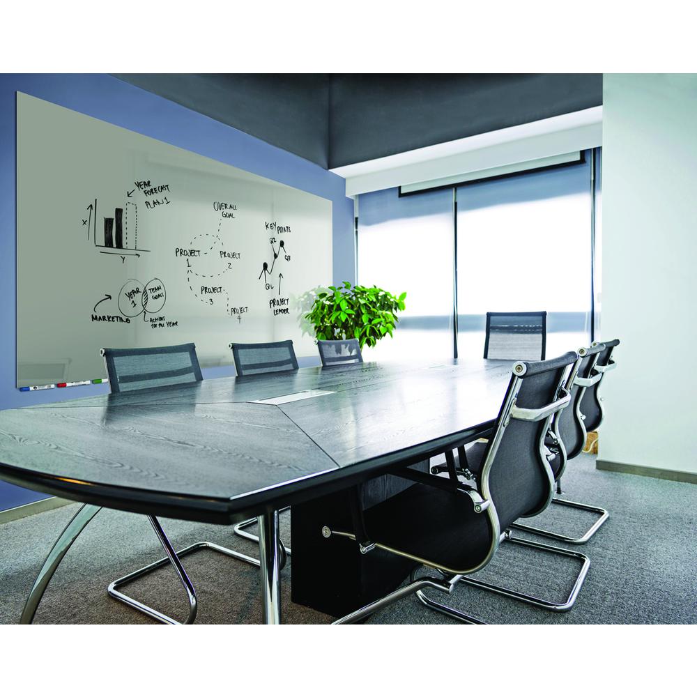 Ghent Aria Low Profile Magnetic Glass Whiteboard, 4'H x 10'W, Gray