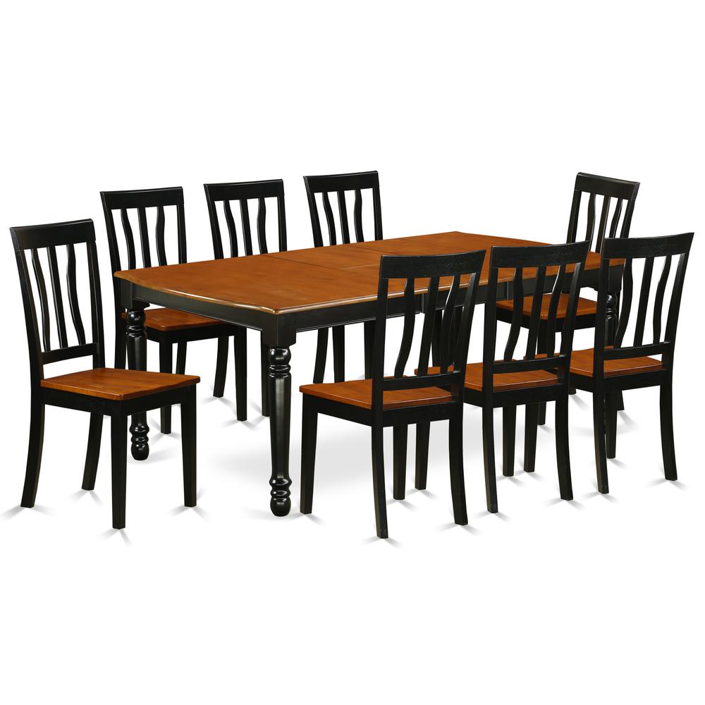 East West Furniture Dining Room Set Black & Cherry, DOAN9-BCH-W