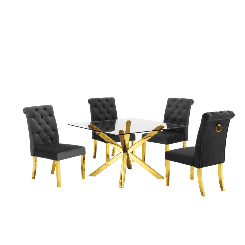 Best Quality Furniture Contemporary Glass 5pc Dining Set