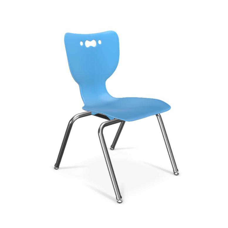 MooreCo Hierarchy School Chair, 4-Leg, 16" Height, Chrome Frame, Blue Shell