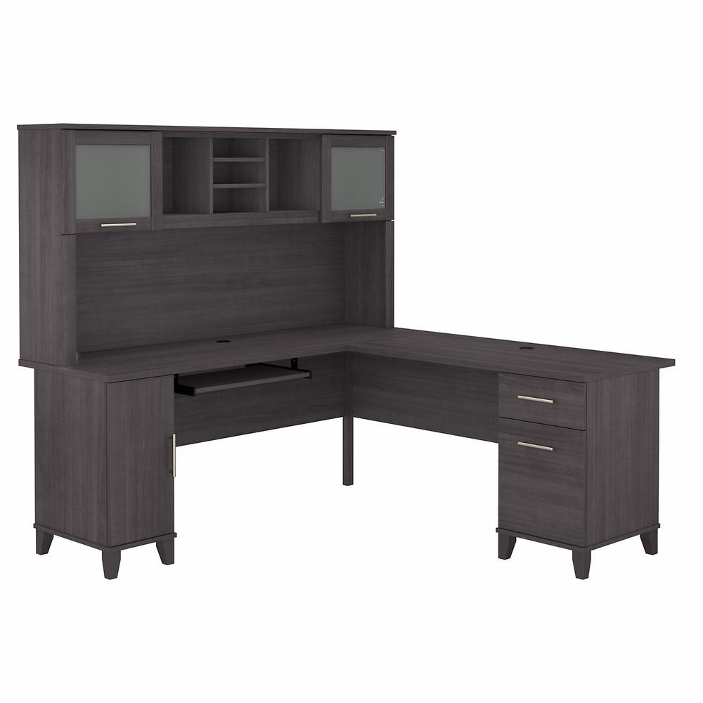 Bush Furniture Somerset 72W L Shaped Desk with Hutch Storm Gray