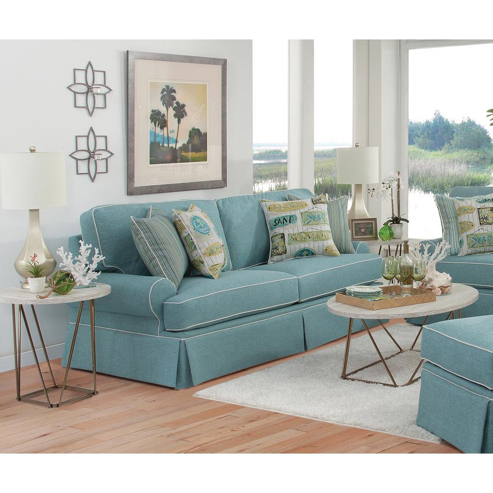 American Furniture Classics Coastal Aqua Sofa with Four Accent Pillows