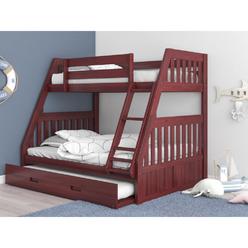 American Furniture Classics Mission Twin over Full Bunk Bed with Roll Out Twin Trundle Bed