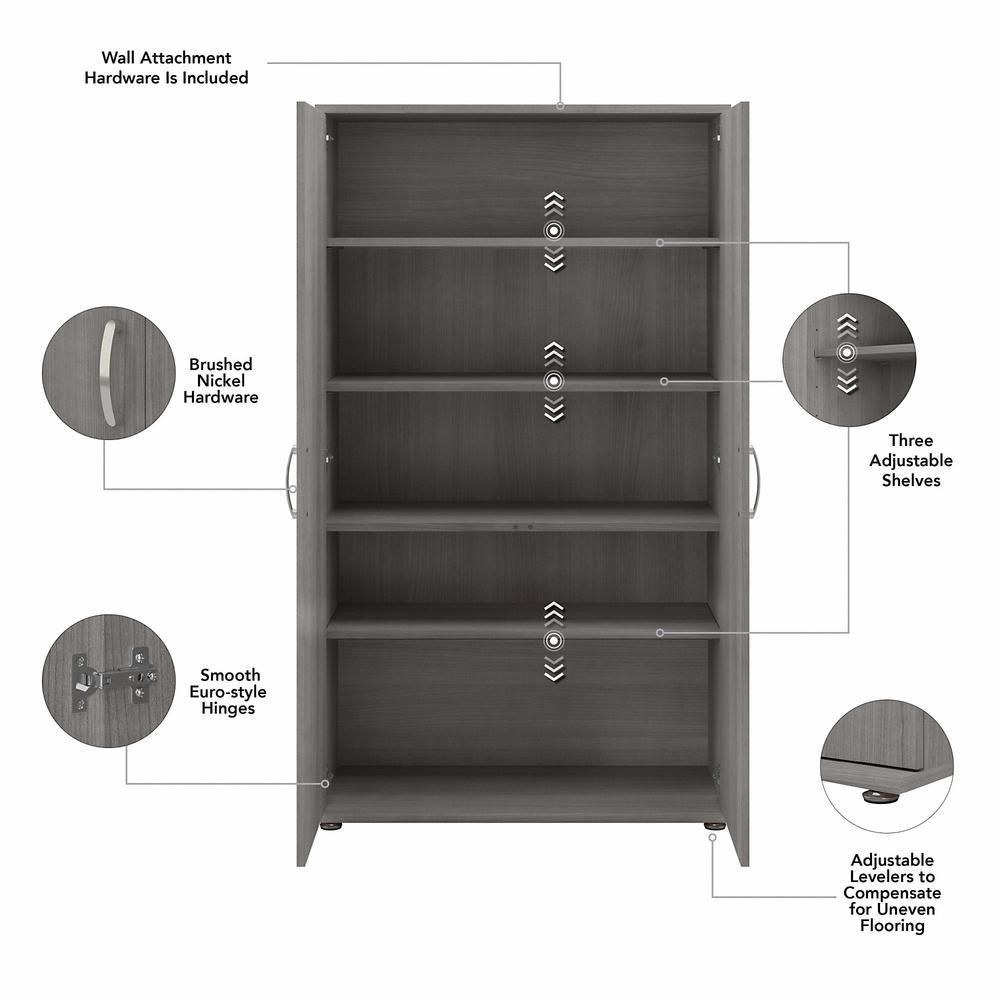 Bush Furniture Bush Business Furniture Universal Tall Linen Cabinet with Doors and Shelves, Platinum Gray