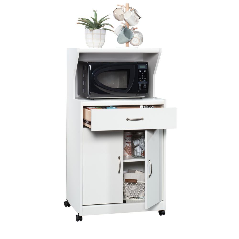 Sauder Microwave/Kitchen Cart Glacier White
