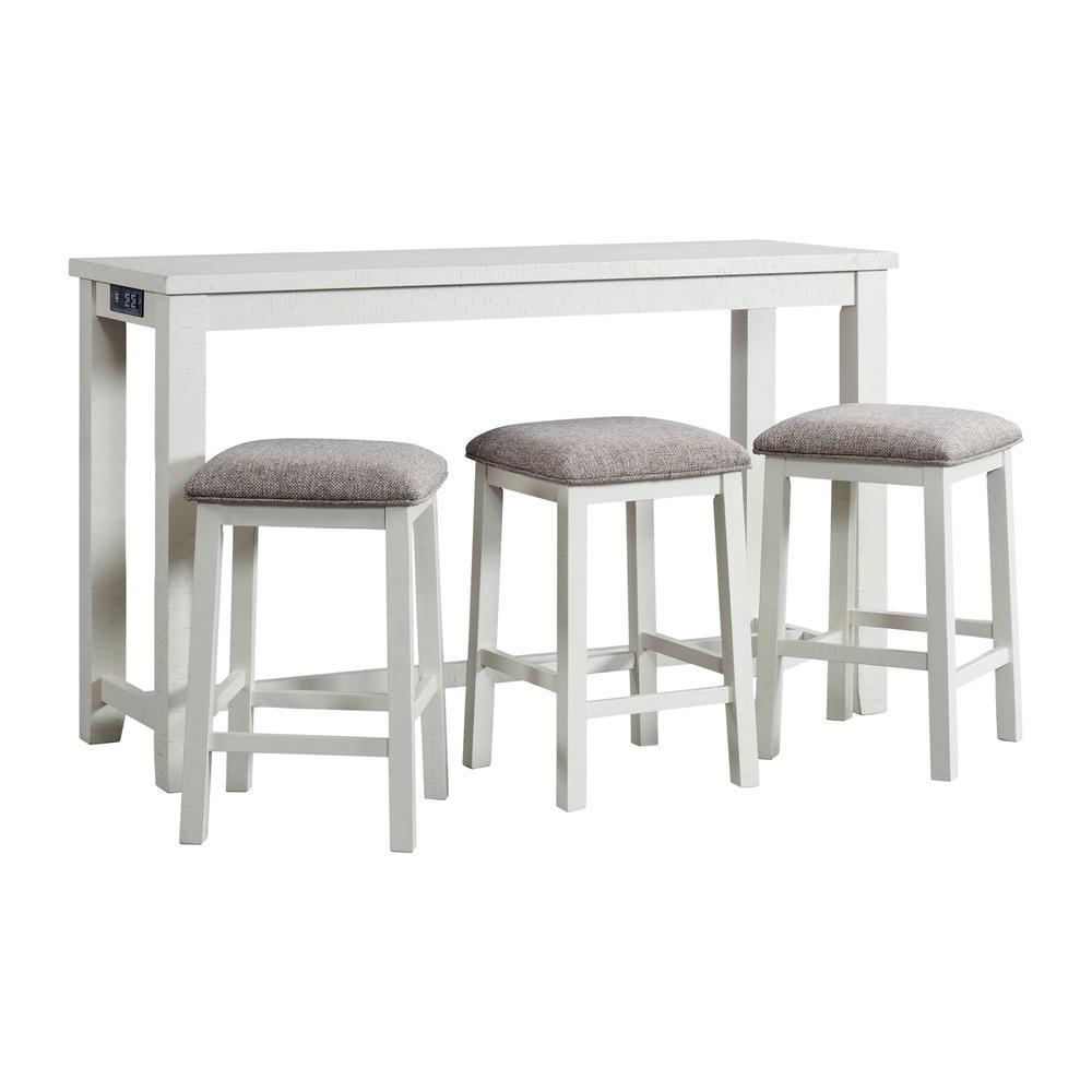 Elements Picket House Furnishings Stanford Multipurpose Bar Table Set in White