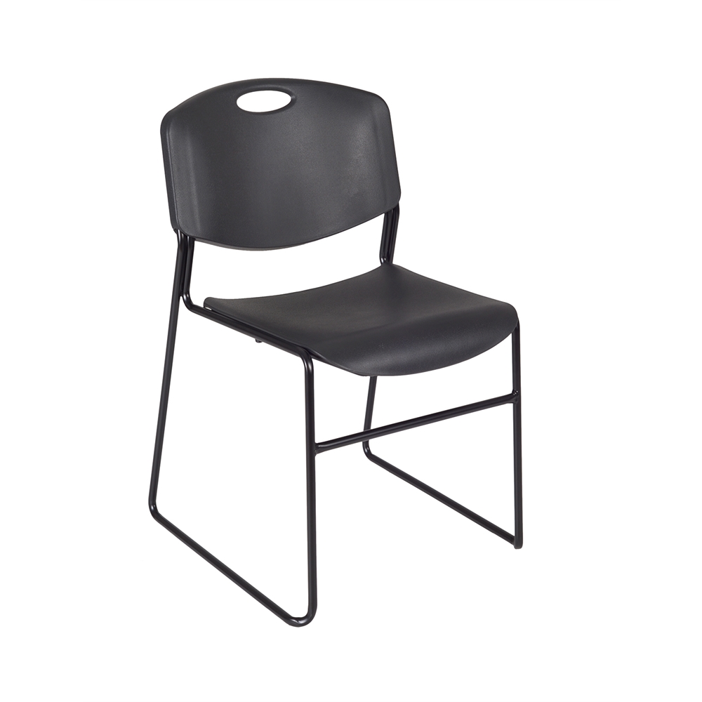 Regency Kobe 42" Round Breakroom Table- Cherry & 4 Zeng Stack Chairs- Black